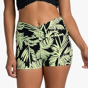 NWT Citrus | Black Greenery High Waist Swim Shorts S